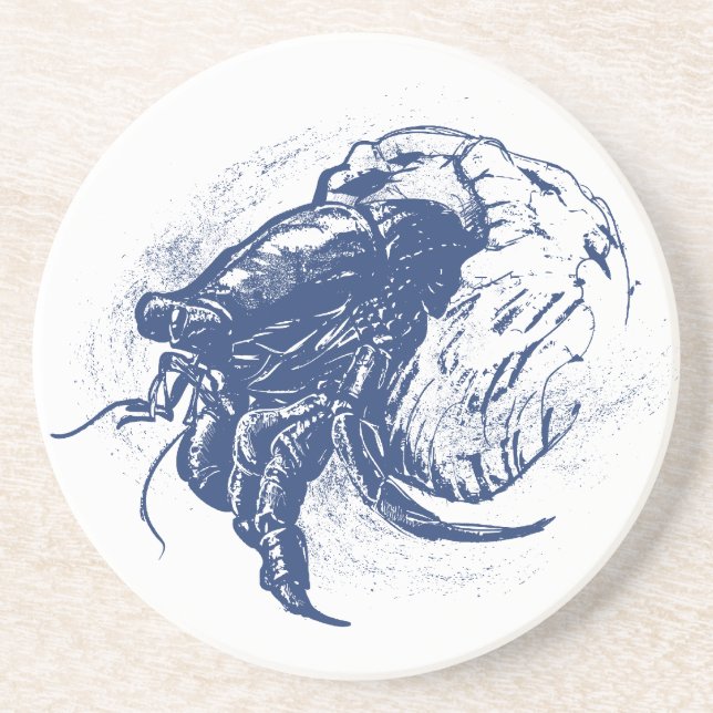 Dessous De Verre En Grès Crabe ermite en bleu foncé (Devant)
