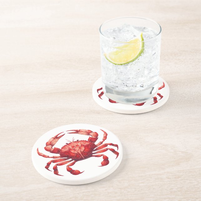 Dessous De Verre En Grès Crabe rouge en verre tendu (Côté)