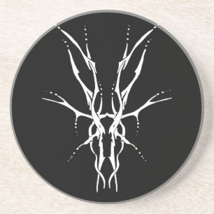 Dessous De Verre En Grès Crâne de cerf tribal noir et blanc pour la chasse 