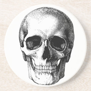 Dessous De Verre En Grès crâne et pleine lune effrayants