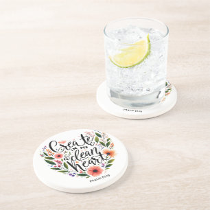 Dessous De Verre En Grès Crée en moi un cœur pur floral