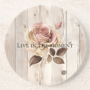 Dessous De Verre En Grès Crème Rose Blanc Faux Bois