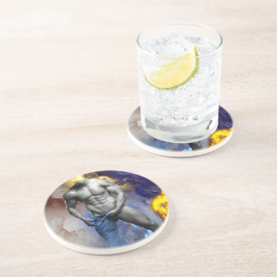 Dessous De Verre En Grès cri de Joe le glissant physique d'homme musclé en 