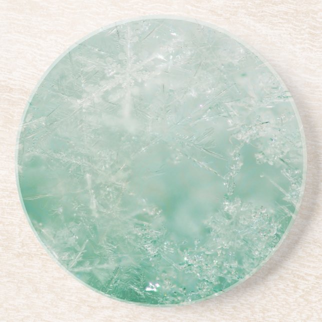 Dessous De Verre En Grès Cristaux de flocon de neige (Devant)