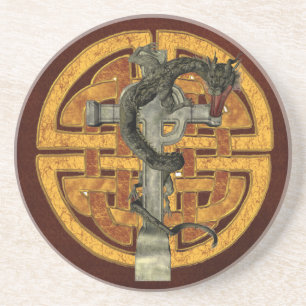 Dessous De Verre En Grès Croix de dragon