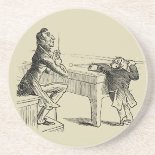 Dessous De Verre En Grès Croquis au crayon de deux hommes jouant au billard