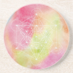 Dessous De Verre En Grès Cube de Métatron coloré Géométrie sacrée