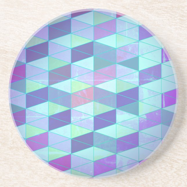 Dessous De Verre En Grès Cubes en triangles Motif géométrique (Devant)