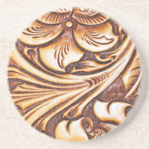 Dessous De Verre En Grès Cuir usiné de pays occidental de mode de cowboy