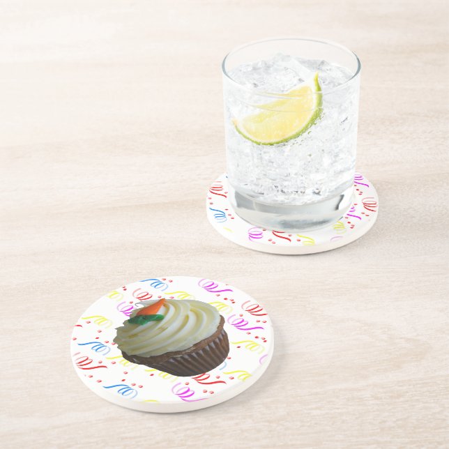 Dessous De Verre En Grès Cupcake de carottes avec Confetti (Côté)