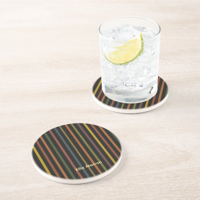Dessous De Verre En Grès Custom Ribbon Stripe Sandstone (Côté)