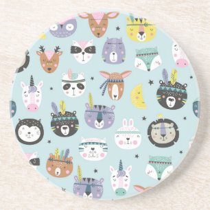 Dessous De Verre En Grès Cute Animal Tribal : Boho Motif