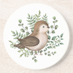 Dessous De Verre En Grès Cute Baby Bird Forest Greenery Woodland Pattern