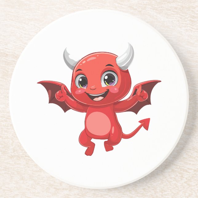 Dessous De Verre En Grès Cute cartoon flying devil (Devant)
