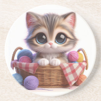 Dessous De Verre En Grès Cute chat