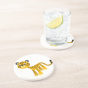 Dessous De Verre En Grès Cute Happy Cartoon Cheetah Coaster