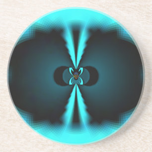 Dessous De Verre En Grès Cyan et Black Abstrait Art Print