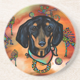 DESSOUS DE VERRE EN GRÈS DACHSHUND
