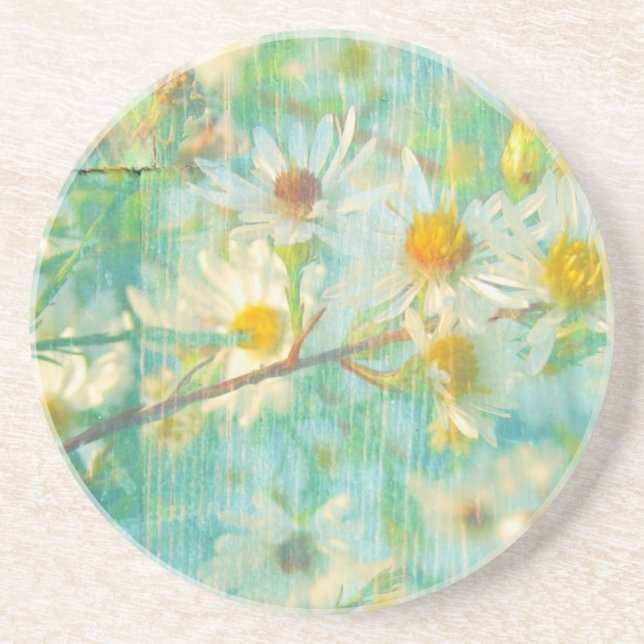 Dessous De Verre En Grès Daisies Grunge (Devant)