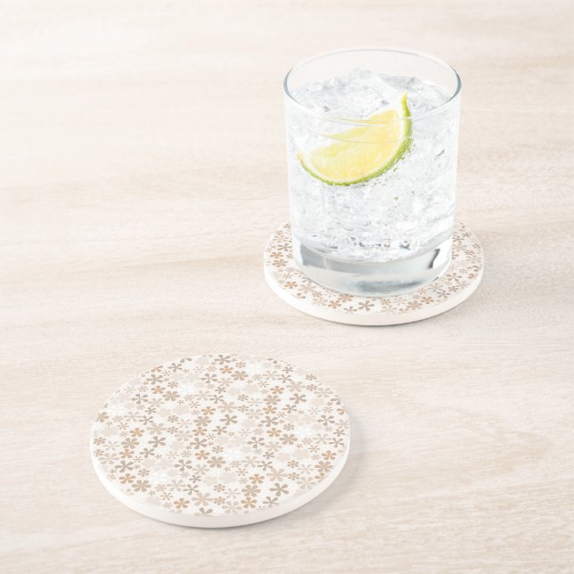 Dessous De Verre En Grès Daisy Flowers Beige Floral Aesthetic Ditsy Tan (Côté)