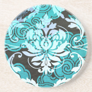 Dessous De Verre En Grès Damassé de diamant, CHANGHAÏ dans Teal