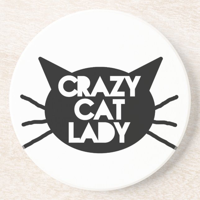 Dessous De Verre En Grès Dame du Crazy Cat (Devant)