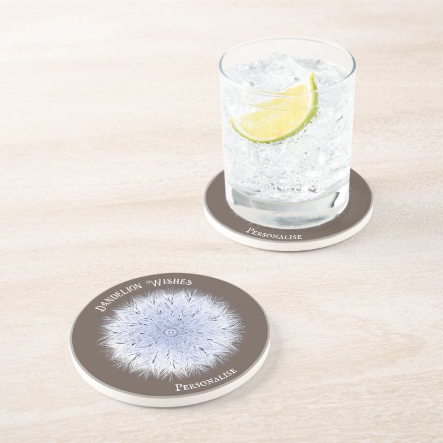 Dessous De Verre En Grès Dandelion Wings Blue White Flower (Côté)