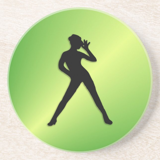 Dessous De Verre En Grès Danse Moderne Verte (Devant)