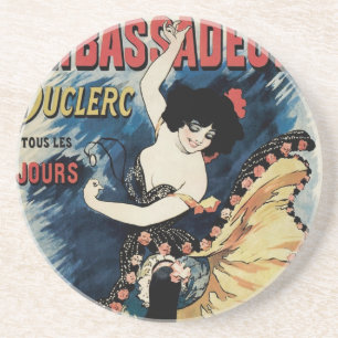 Dessous De Verre En Grès Danseur de flamenco Art Nouveau vintage, Ambassade