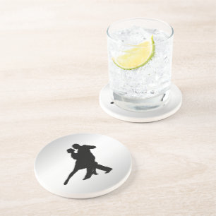 Dessous De Verre En Grès Danseurs Tango Silhouette 2 Argent
