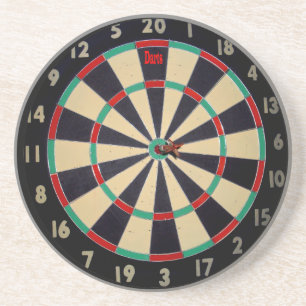 Dessous De Verre En Grès Dartboard avec une fléchette dans le Bullseye,