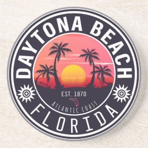 Dessous De Verre En Grès Daytona Beach Floride Palmiers Souvenirs 60s