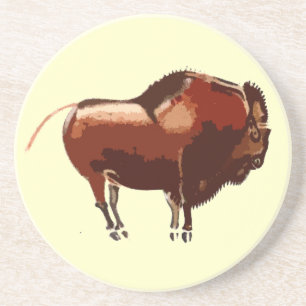 Dessous de verre en grès de bison peint