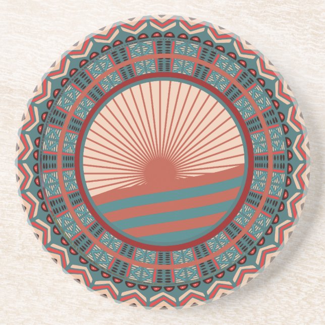 Dessous de verre en grès de la tribu Sun Mandala (Devant)