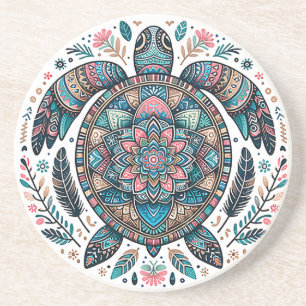 Dessous de verre en grès de Mandala Turtle