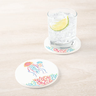 Dessous de verre en grès de méduse coloré