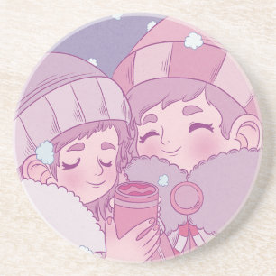 Dessous De Verre En Grès Début hiver neige