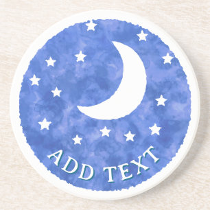 Dessous De Verre En Grès Décor aquarelle Lune Étoiles Eau 