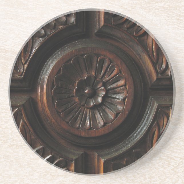 Dessous De Verre En Grès Découpage en bois (Devant)