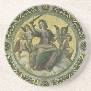 Dessous De Verre En Grès Déesse romaine Justice avec les anges par Raphael