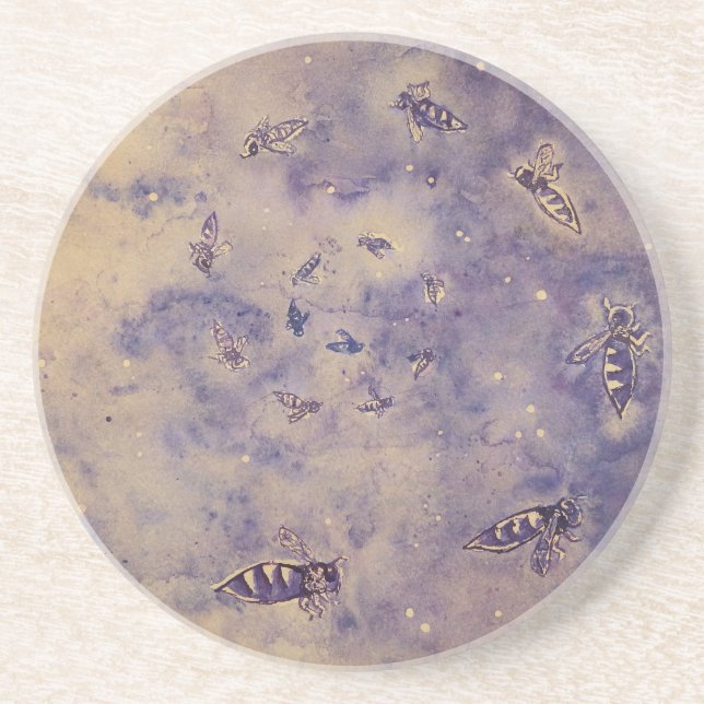 Dessous de verre en grès des abeilles spatiales (Devant)