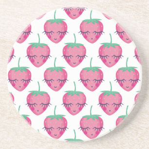 Dessous De Verre En Grès Des fraises endormies, mignonnes motifs.