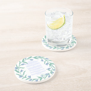 Dessous De Verre En Grès Desiderata Blue Floral Wreath