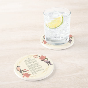 Dessous De Verre En Grès Desiderata Oiseaux Brown couronne d'or fleurie