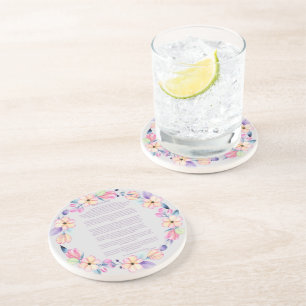 Dessous De Verre En Grès Desiderata Pink Purple Floral Wreath