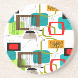 Dessous De Verre En Grès Design abstract de Mid-Century