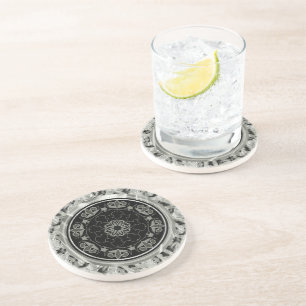 Dessous De Verre En Grès Design celtique orné gris argent