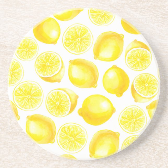 Dessous De Verre En Grès Design citrons aquarelle (Devant)