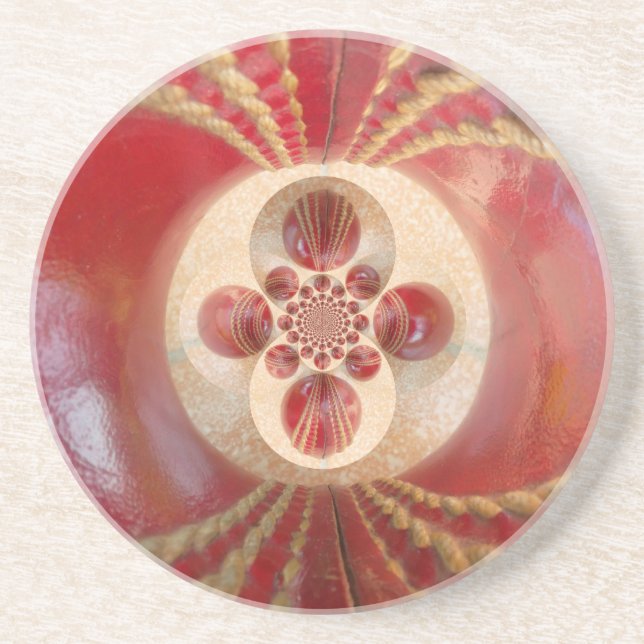 Dessous De Verre En Grès Design de boules de cricket rouge (Devant)