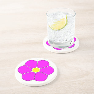 Dessous De Verre En Grès Design de fleurs roses Cerise